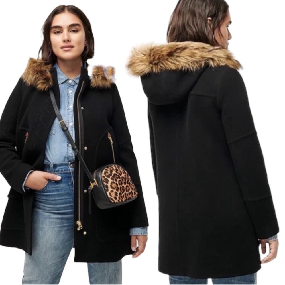 J. Crew Chateau Parks black wool coat
